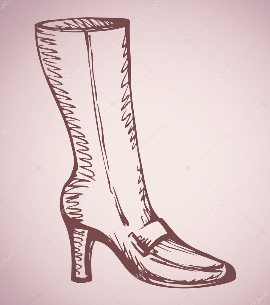 907x1023 Women's Boots With Heels. Vector Drawing Stock Vector Marinka