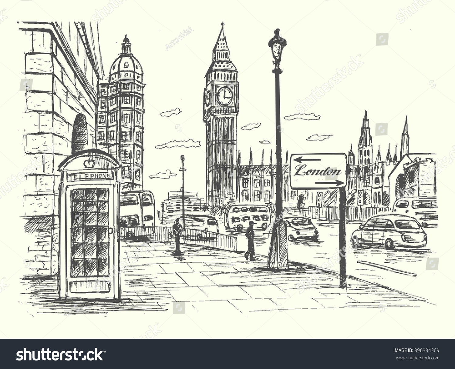1500x1218 Drawing Of City Scene London City Scene Big