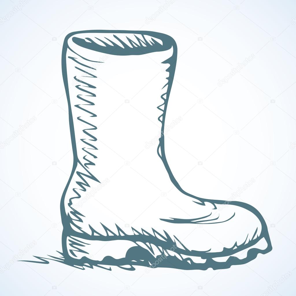 1024x1024 Rubber Boots. Vector Drawing Stock Vector Marinka