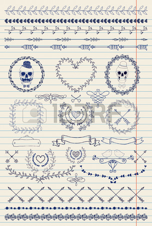 303x450 Pen Drawing Handsketched Doodle Seamless Borders And Design