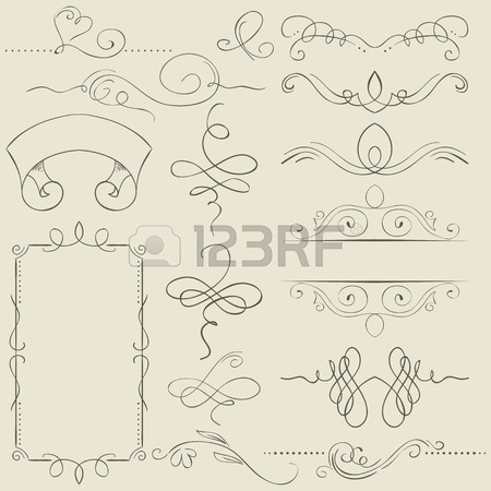 450x450 Simple Vector Frame With Swirls. Drawing Hands Royalty Free