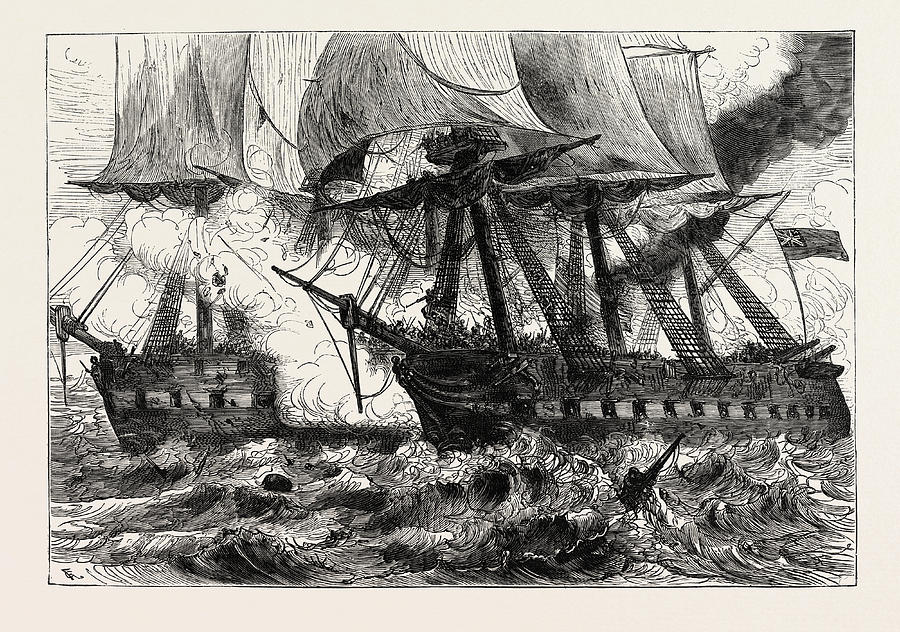 900x632 Fight Between The Chesapeake And The Shannon, Off Boston Drawing