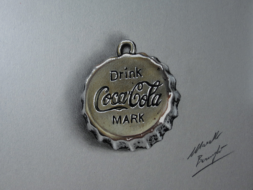 1024x768 Coca Cola Bottle Cap Drawing By Marcello Barenghi By