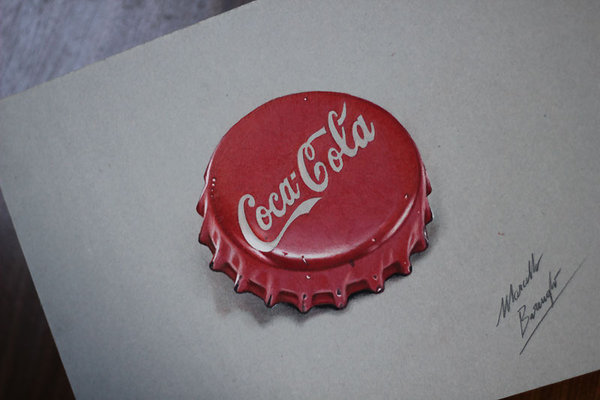 600x400 Cocacola Red Bottle Cap Drawing By Marcellobarenghi