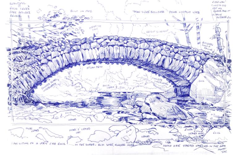 770x501 Saatchi Art Rock Creek Boulder Bridge Drawing By Richard Johnson