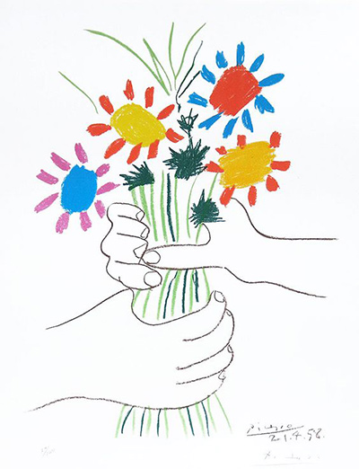 400x522 Bouquet Of Flowers Pablo Picasso Drawing