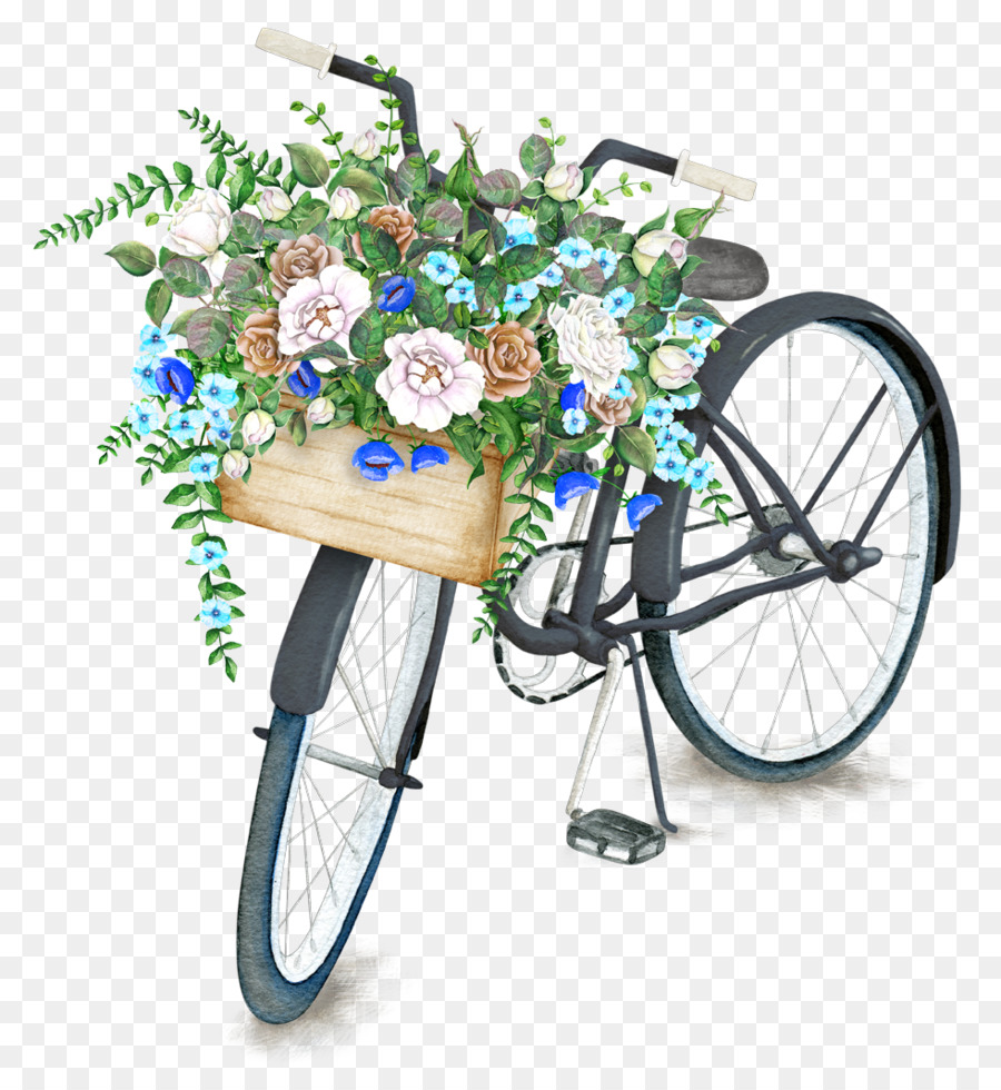 900x980 Bicycle Basket Flower Drawing Stock Illustration