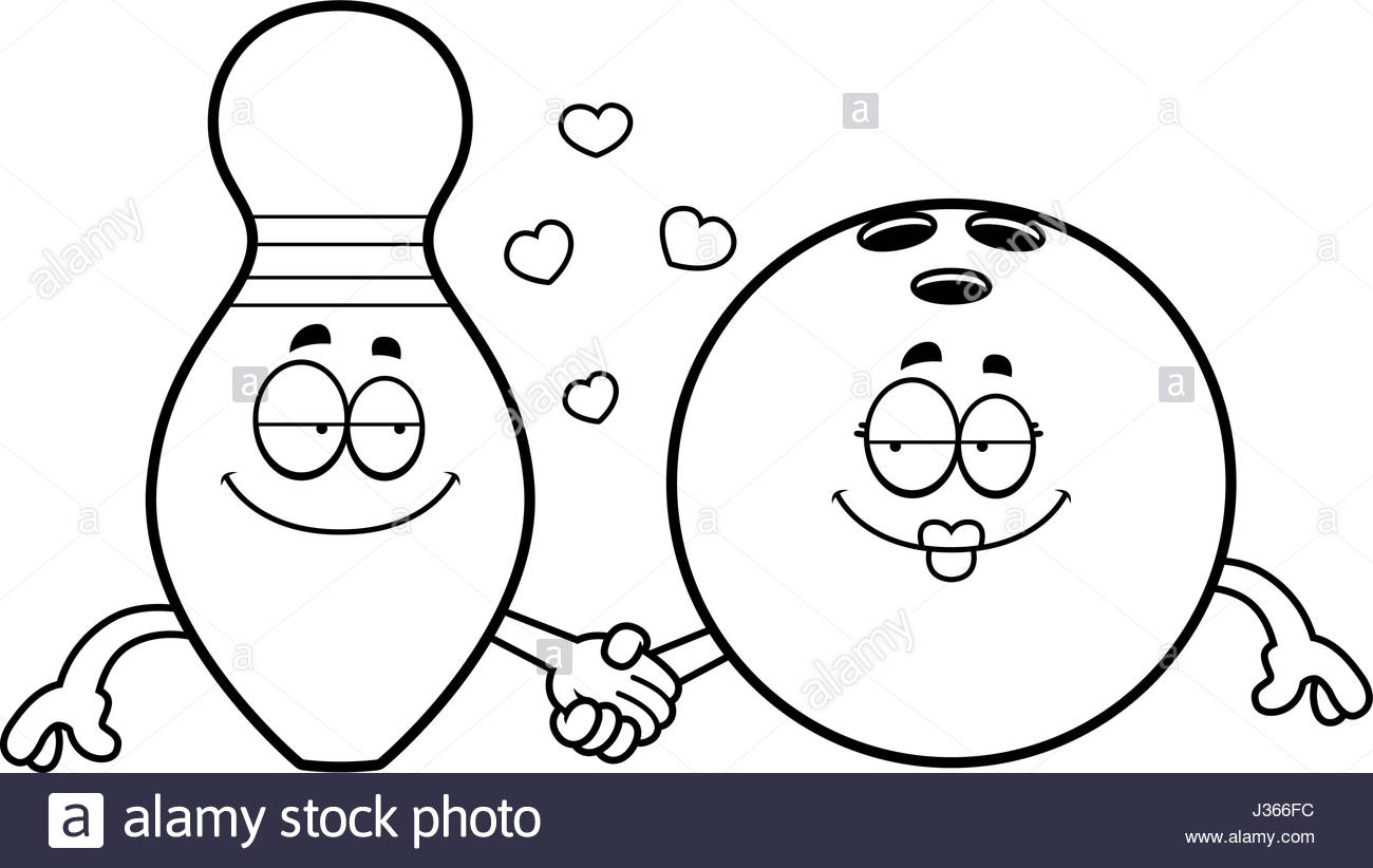 1300x822 A Cartoon Illustration Of A Bowling Ball And Pin Holding Hands
