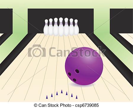 450x366 Bowling Alley With The Ball And Pins Clipart Vector