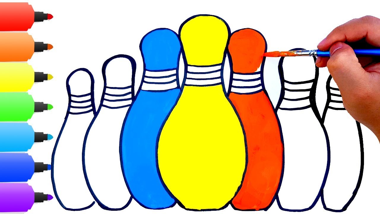 1280x720 How To Draw Bowling Pins Kids Songs Learn Drawing Art Colours