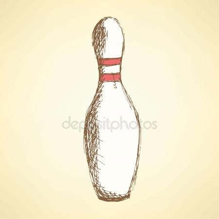 450x450 Sketch Bowling Pins In Vintage Style Stock Vector Kali13
