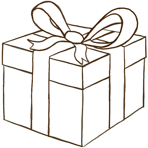 500x500 How To Draw A Wrapped Gift Or Present With Ribbon And Bow