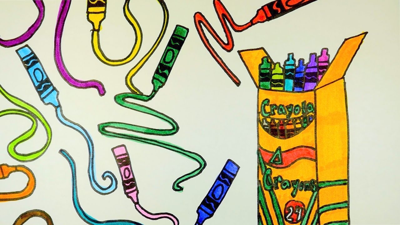 1280x720 How To Draw Crayons Amp Box Easy, Step By Step Demo For Kids