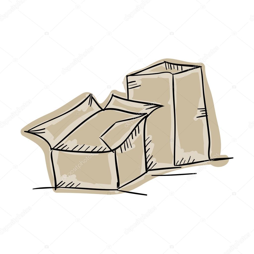 1024x1024 Carton Boxes Draw Design Stock Vector Yupiramos