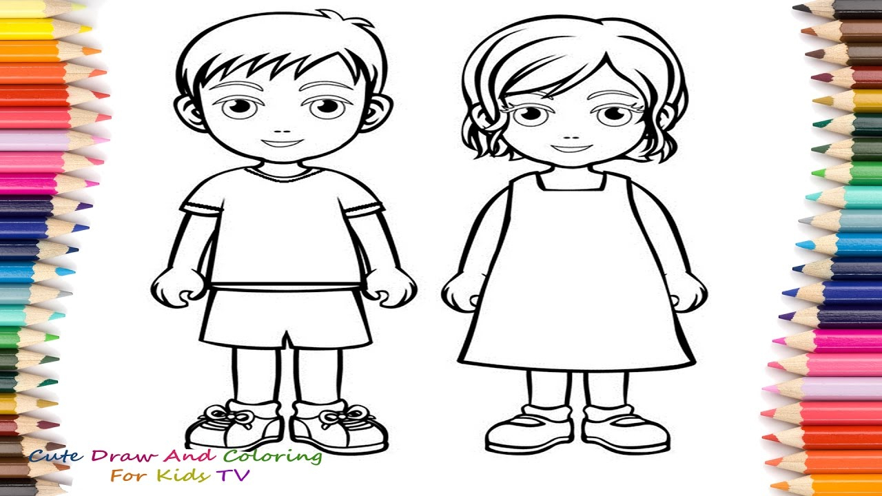 1280x720 Boy And Girl Drawing How To Draw And Color Boy And Girl Coloring