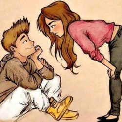 250x250 Boy And Girl Drawing, Pencil, Sketch, Colorful, Realistic Art