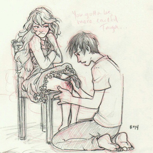 610x610 Anime, Boy, Couple, Cute, Draw, Drawing, Girl, Kawaii, Love, Taiga