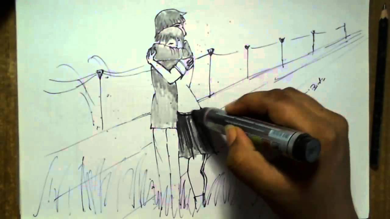 1280x720 Draw A Love Birds Boy And Girl Art Drawing