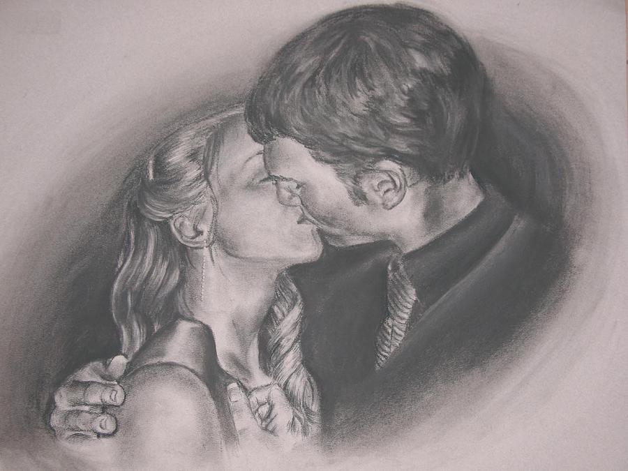 900x675 The Kiss Drawing By Kate Westfall