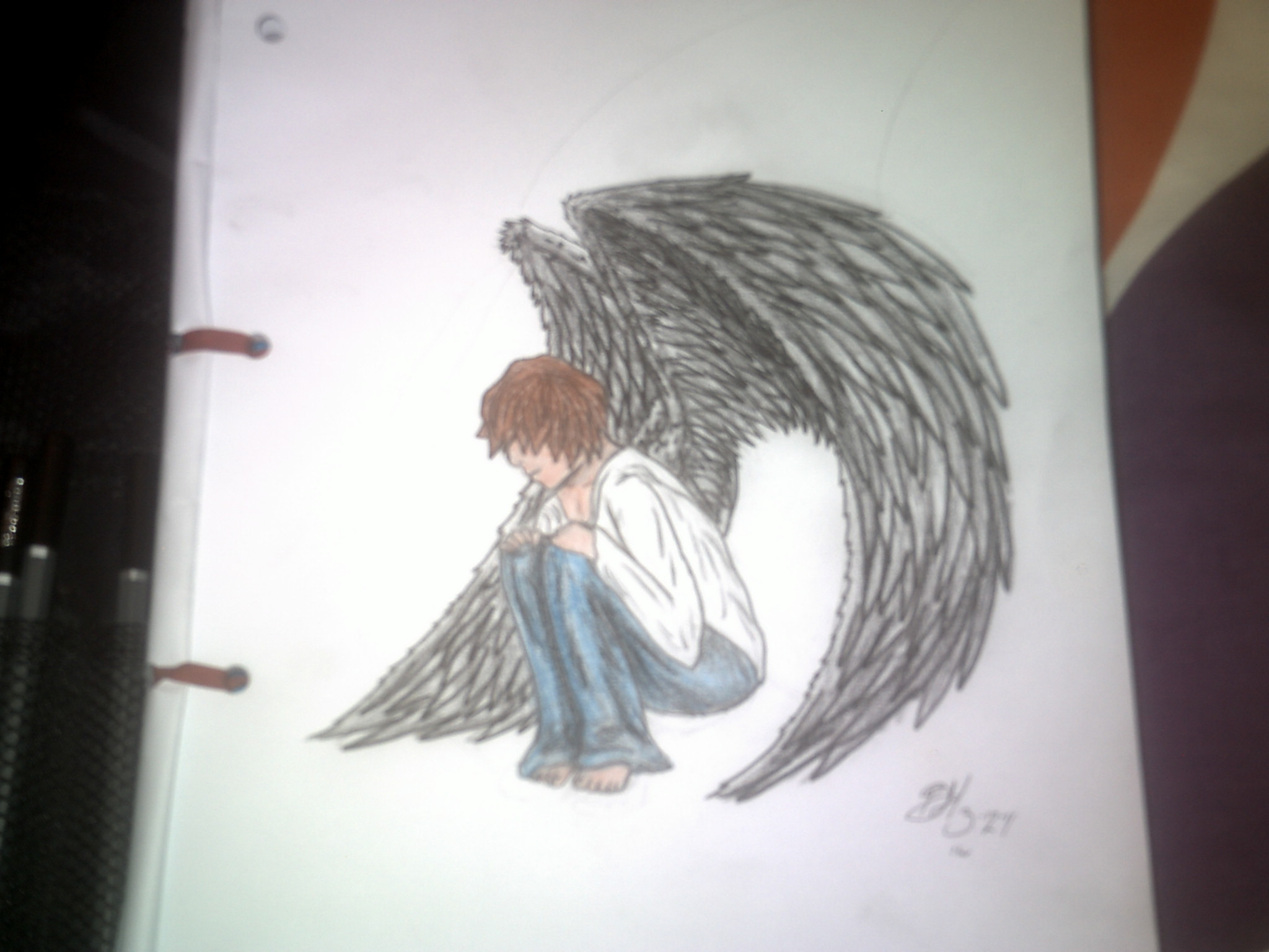 2048x1536 Drawings Of Cute Angel Boys Lonely Angel Boy Drawing