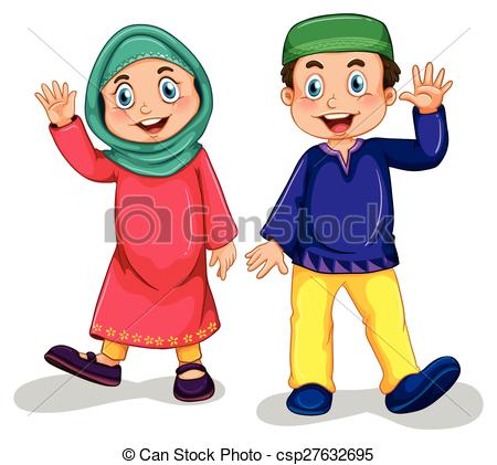 450x421 Muslim Boy And Girl. Boy And Girl Muslim In Traditional Eps