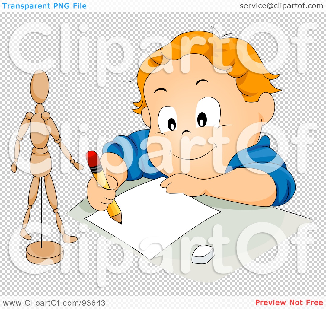 1080x1024 Royalty Free (Rf) Clipart Illustration Of Little Boy Drawing