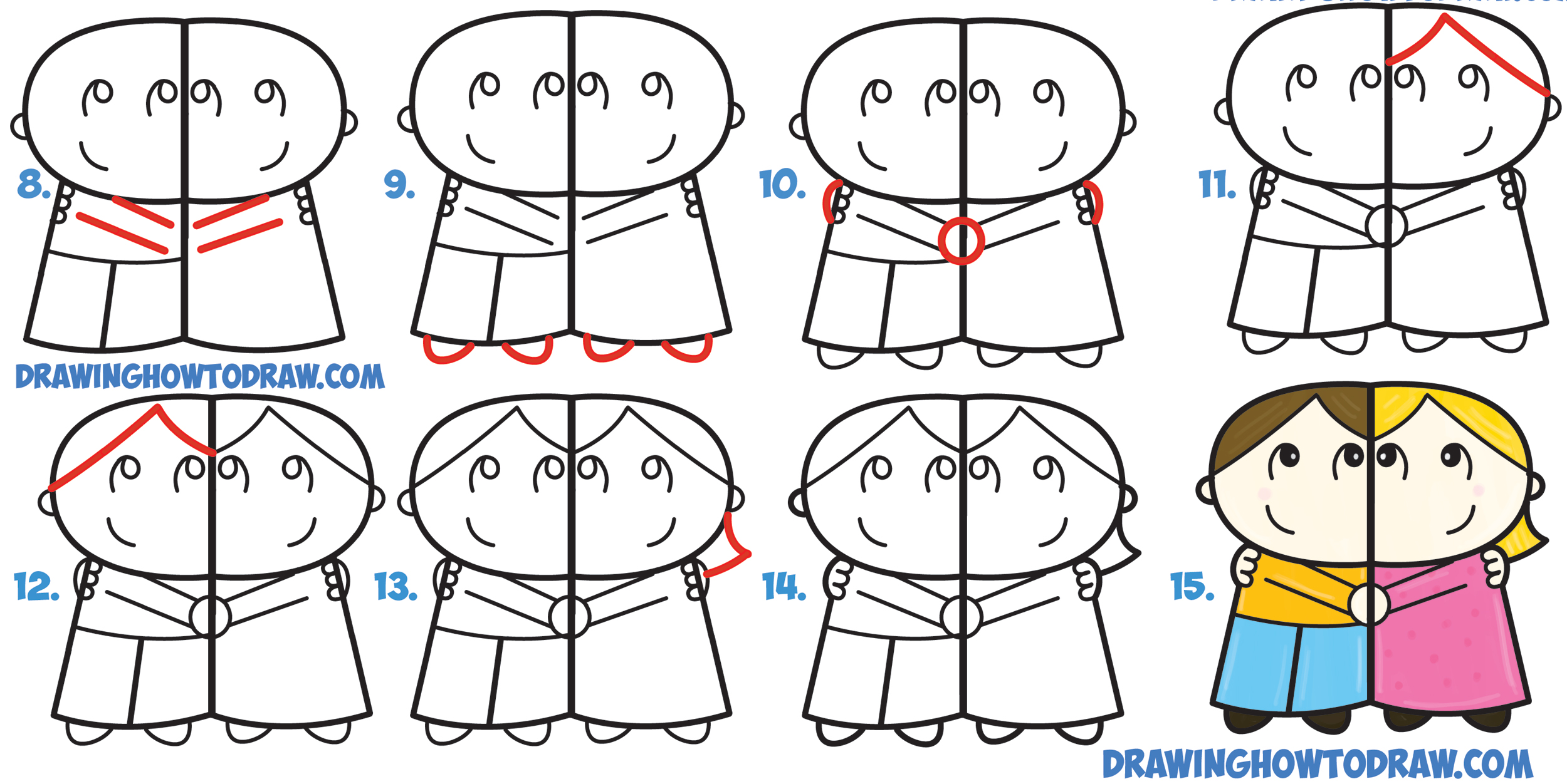 2500x1252 How To Draw Cartoon Couple (Girl And Boy) Hugging From Letter R