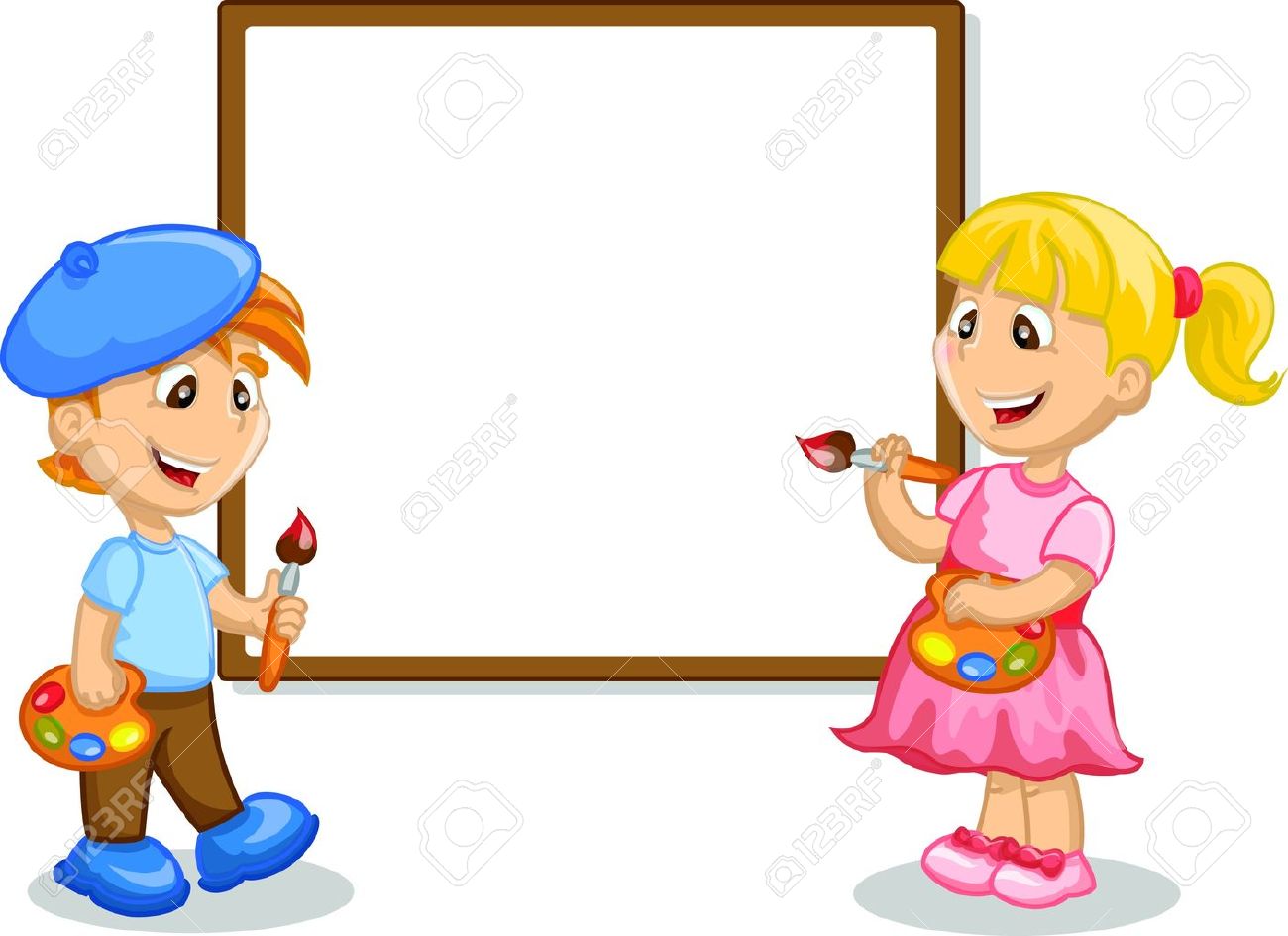 1300x945 Boy And Girl Drawing On The Easel Royalty Free Cliparts, Vectors