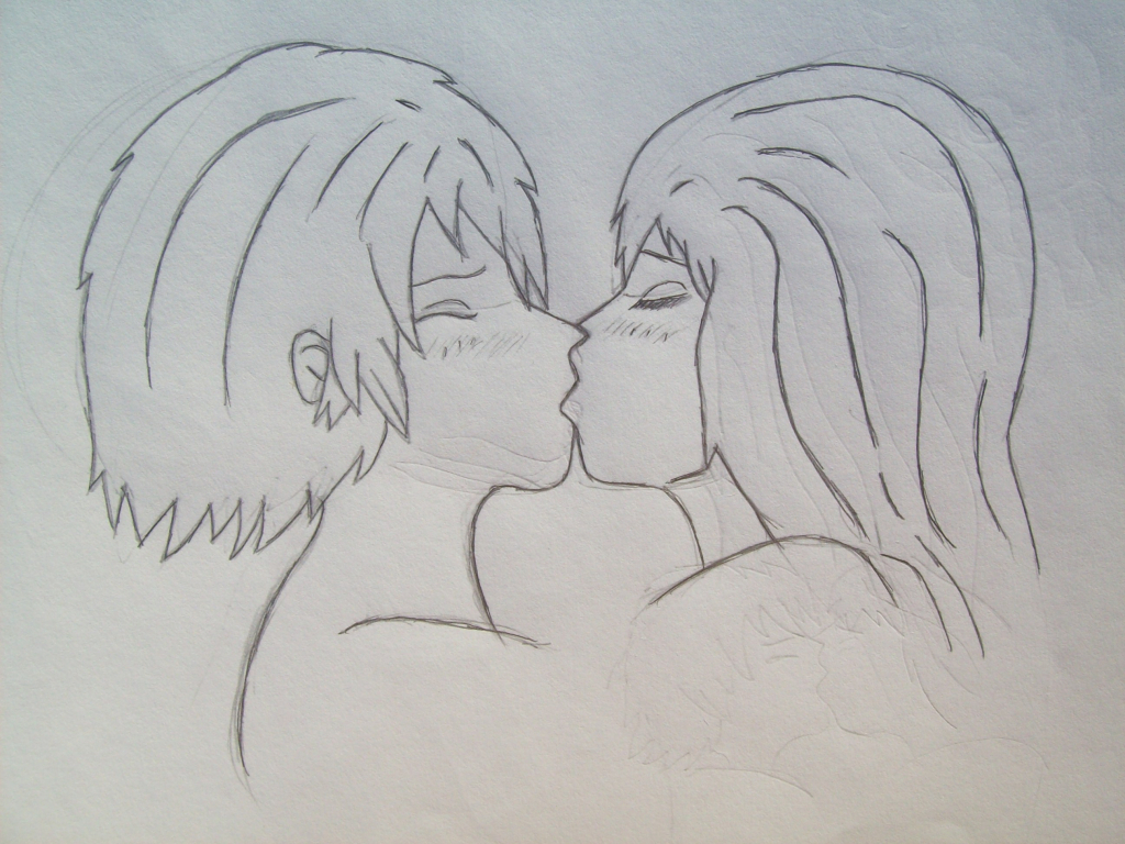 1024x768 Boys And Girls Kissing Drawing Pics Anime Sketch Of A Girl And Boy
