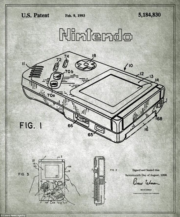 736x884 Nintendo's Game Boy Original Blueprint. Back In The Day