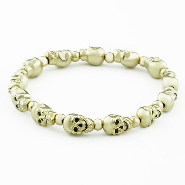 600x600 Lucky Skulls Goldtone Stretch Bracelet Erwin Pearl