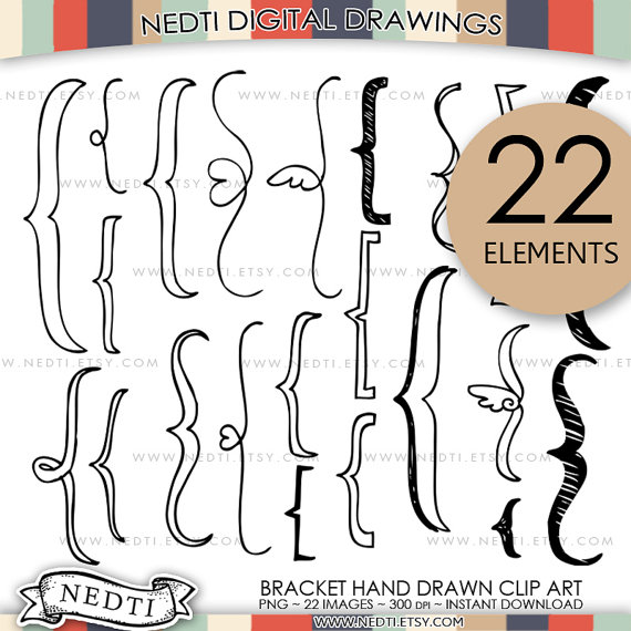 570x570 Brackets Doodle Clip Art Bracket Clipart Hand Drawing Png