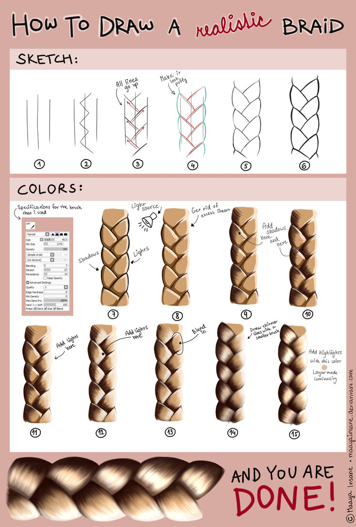 734x1088 How To Draw A Realistic Braid