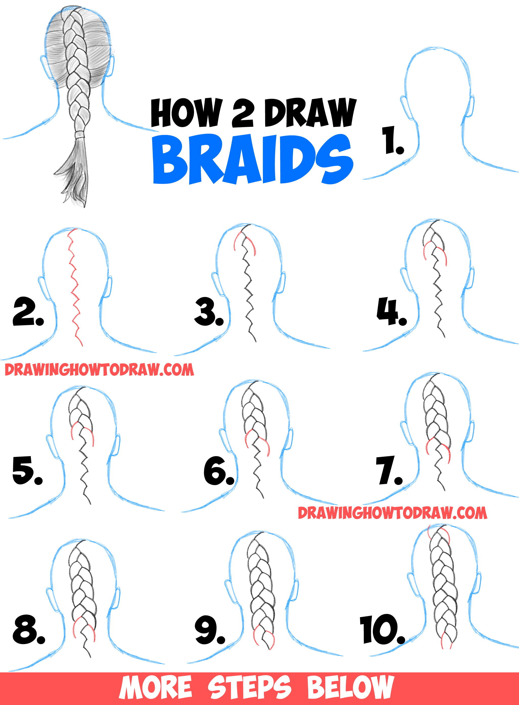 2053x2790 How To Draw Braids With Easy Step By Step Drawing Tutorial