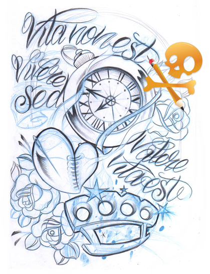 419x545 Sketch Clock N Brass Knuckle By Willemxsm