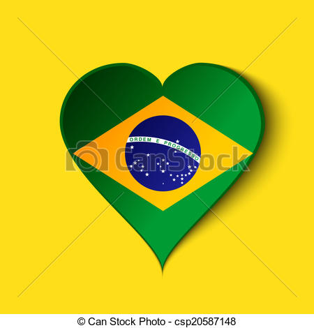 450x470 Brazil Heart Icon With Brazilian Flag. Drawing