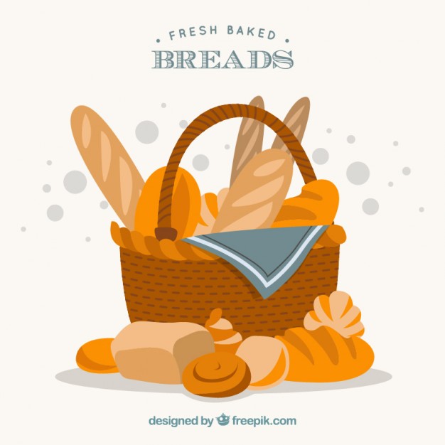 626x626 Hand Drawn Bread Basket Vector Free Download