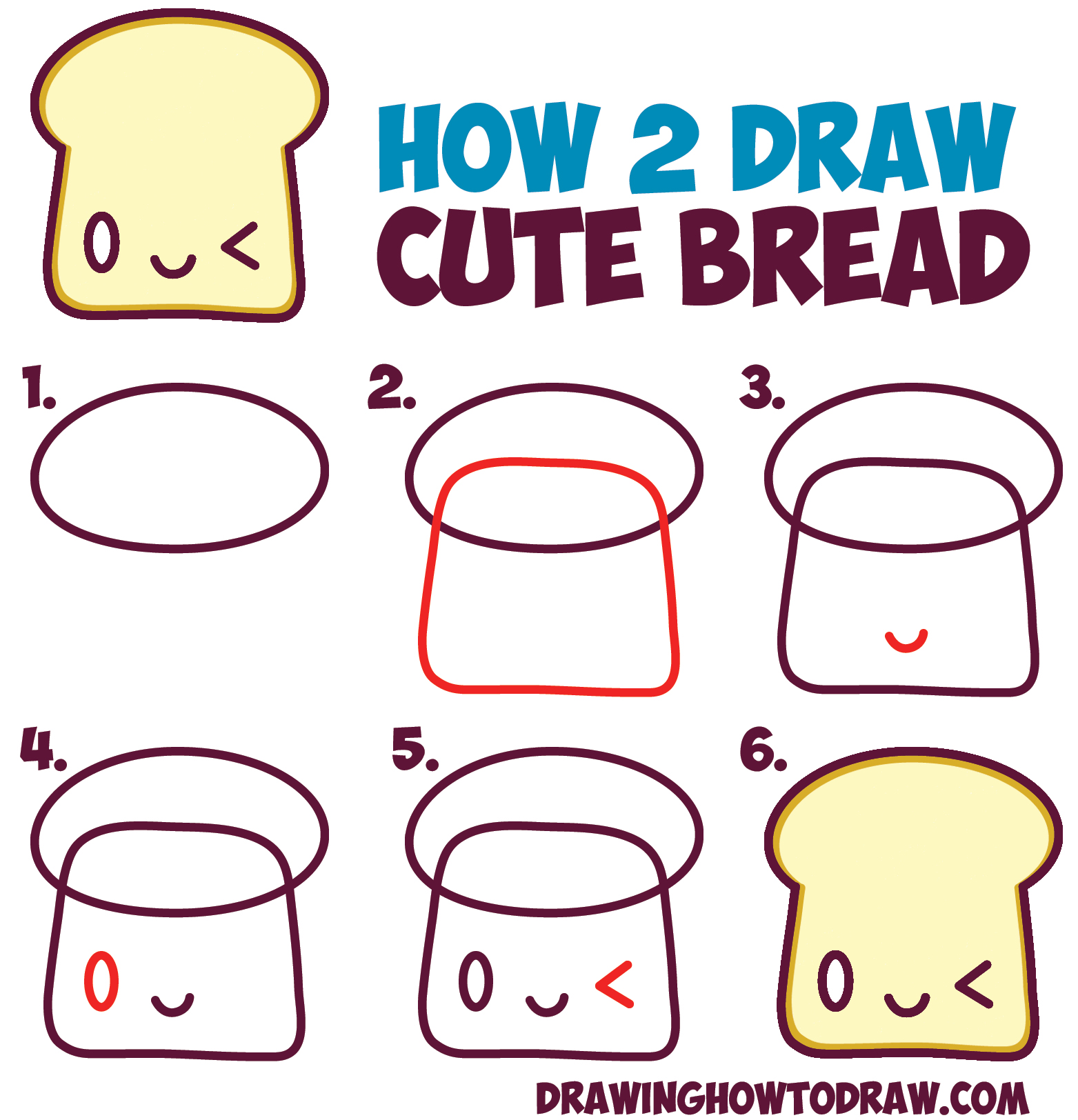 1563x1624 How To Draw Cute Kawaii Bread Slice With Face On It