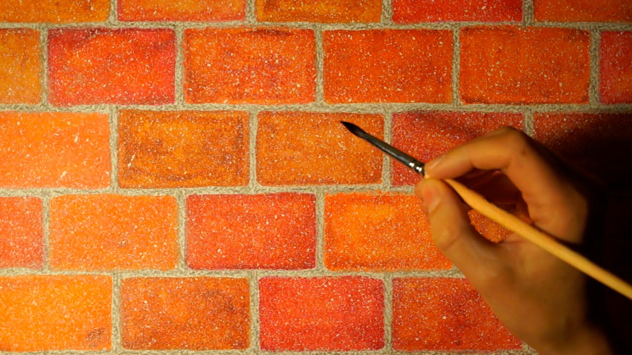 1280x720 Drawing Realistic Brick Wall In Watercolor. Easy And Simple.