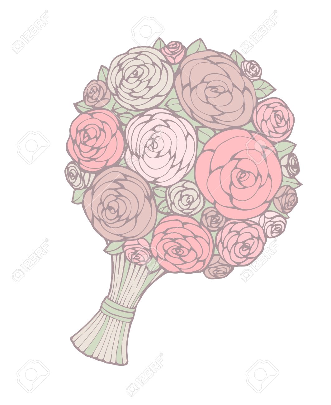 1063x1300 Floral Wedding Bouquet For Your Design, Illustration Royalty Free