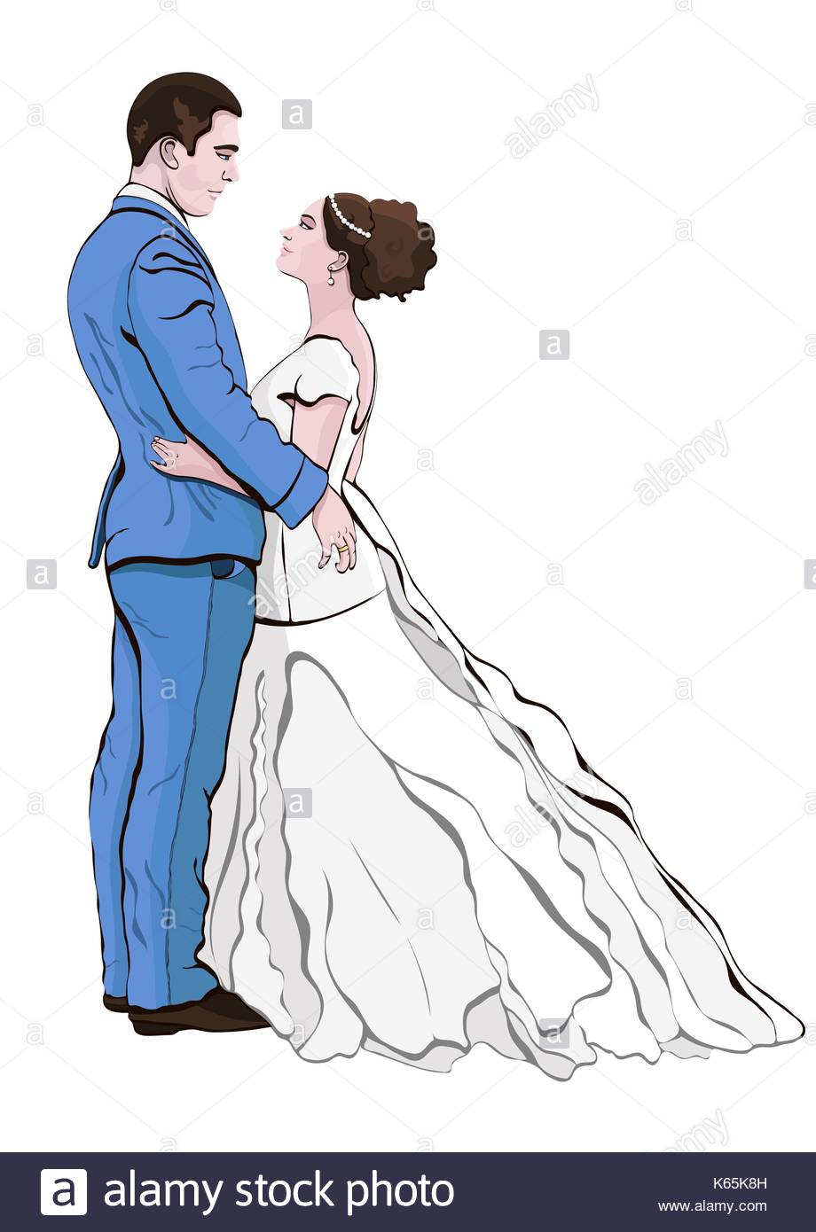 920x1390 Bride And Groom Cartoon Vector, Hand Drawing. Couple In Love