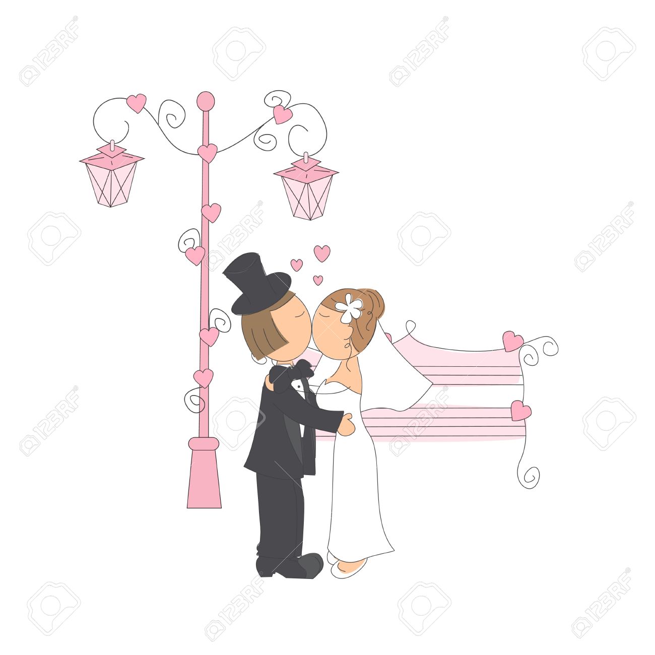 1300x1300 Wedding Invitation With Funny Bride And Groom Of A Park , Hand