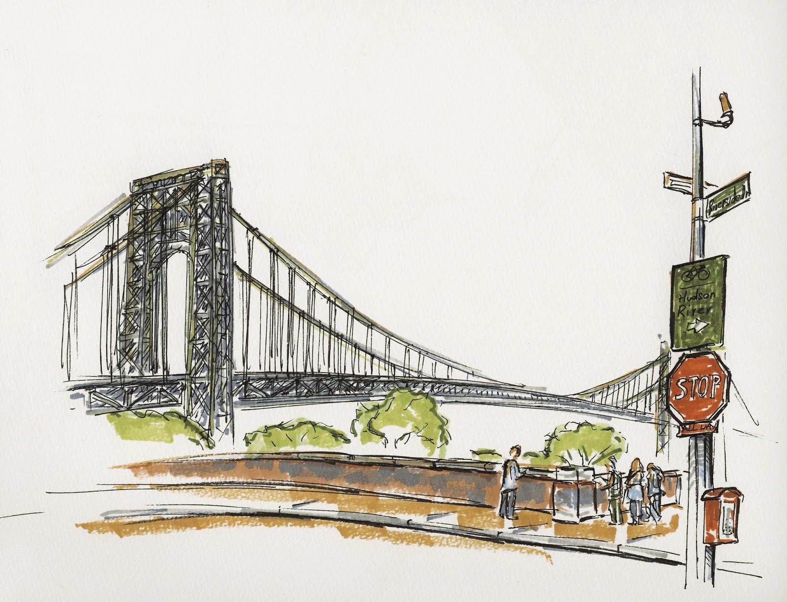 1600x1224 New York City Urban Sketchers George Washington Bridge