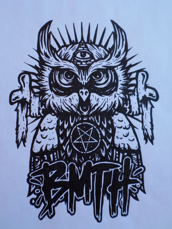 570x760 Items Similar To Bring Me The Horizon Owl Original Drawing