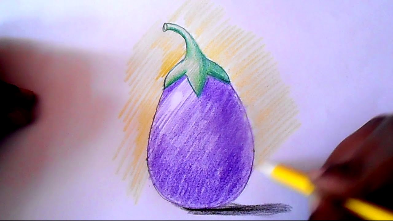 1280x720 How To Draw And Shade Brinjal Step By Step