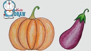 320x180 How To Draw Realistic Vegetables Pumpkin Amp Brinjal Step By Step