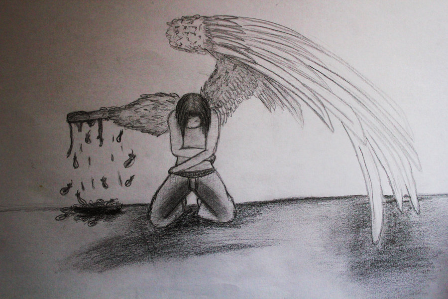 900x600 Angel With Broken Wing By Kathixd