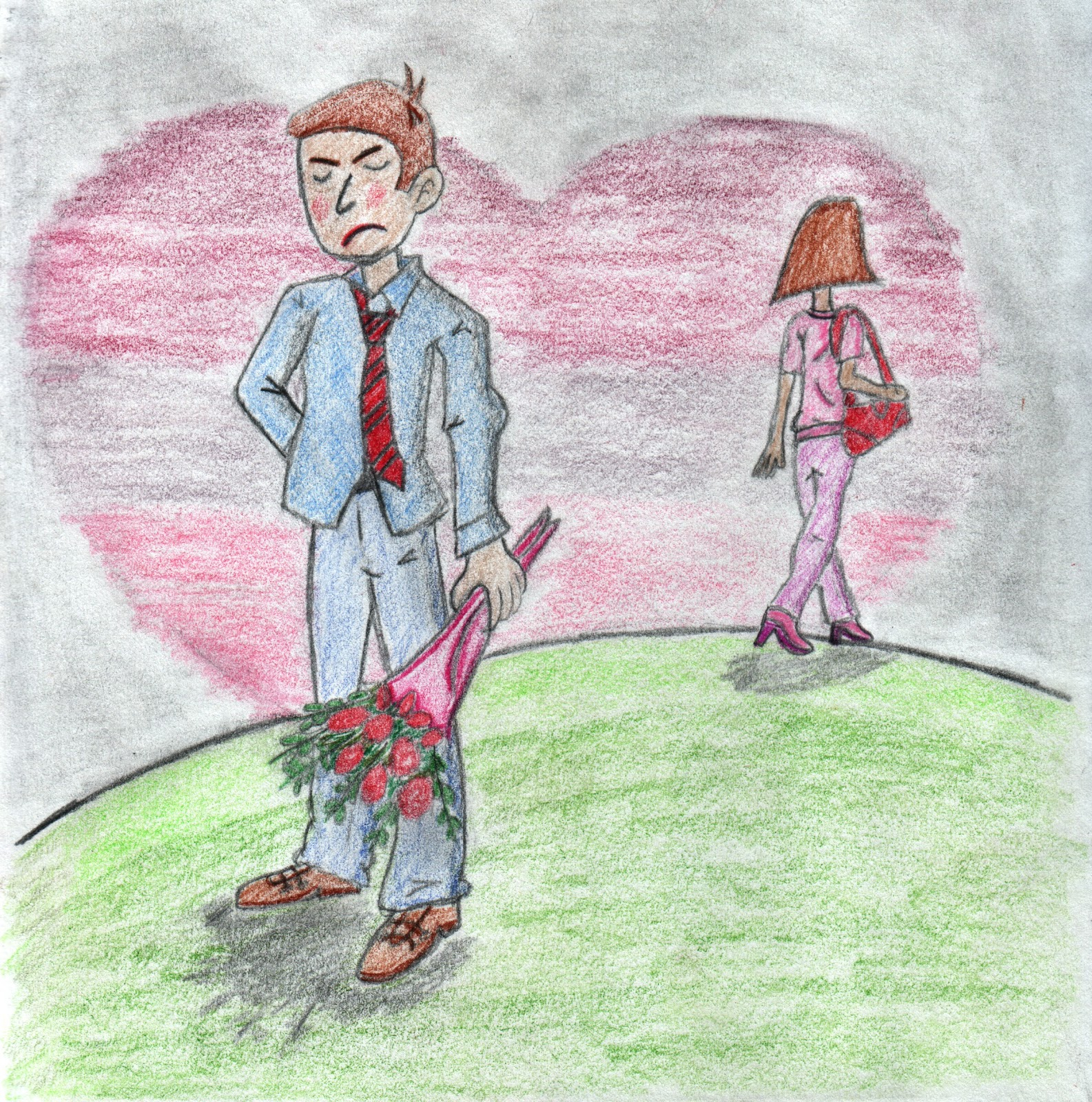 1585x1600 Broken Heart Boy Pencil Sketch