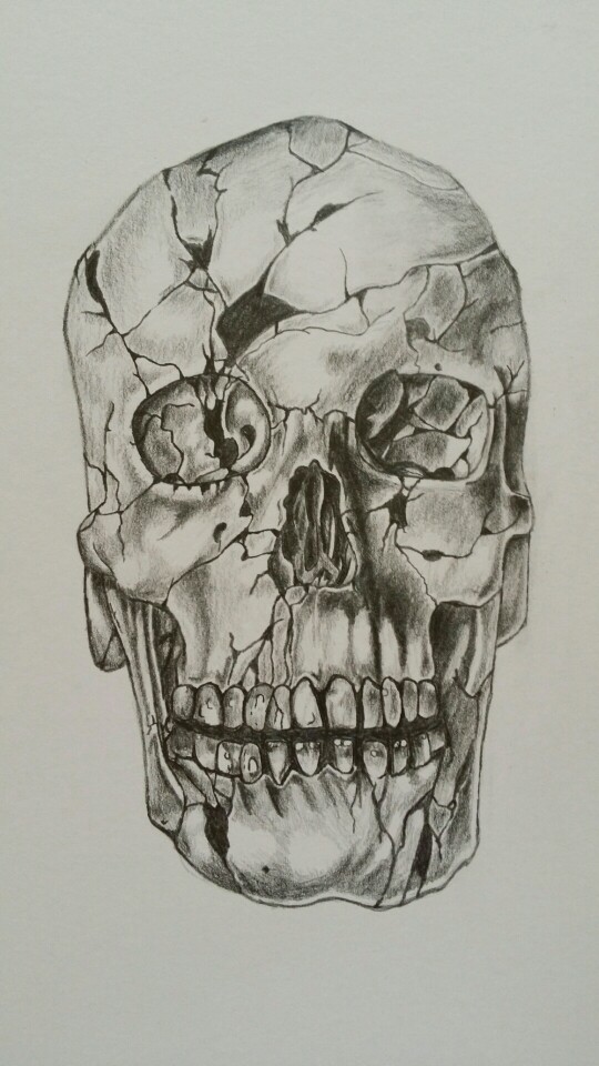 540x960 Cracked Skull Drawing, Pencil Art In General Skull