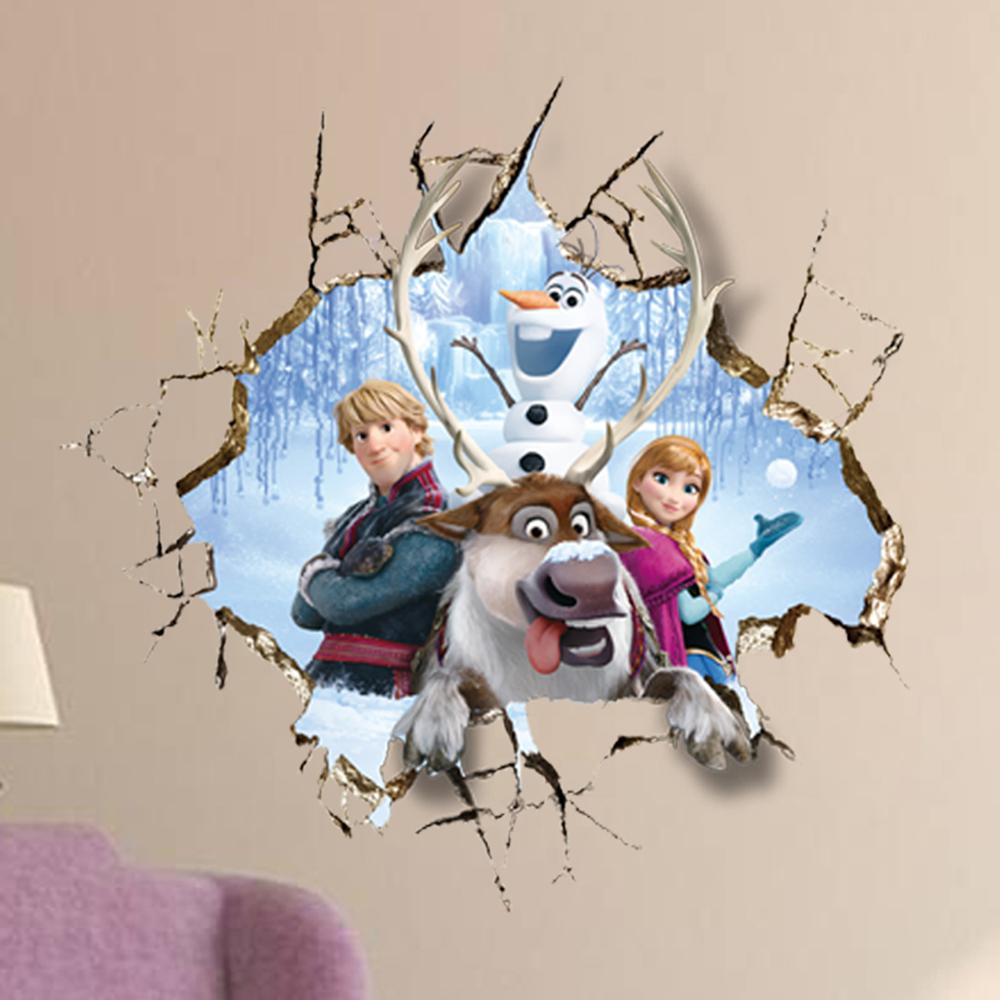 1000x1000 2015 Newly Frozen 3d Broken Hole Wall Anna Wall Stickers Removable